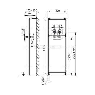 Монтажная рама для смесителя AlcaPlast A104B/1200